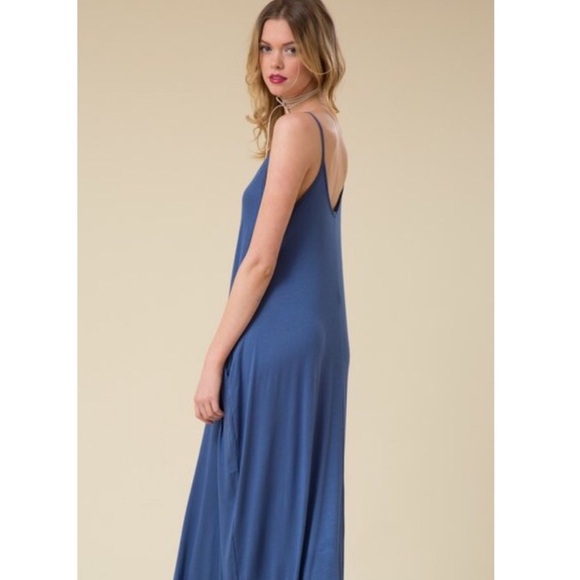 •LAST 2• Blue Spaghetti Strap Harem Maxi Dress - Picture 3 of 4